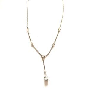 Vintage Avon Y Drop, Bezel Rhinestone Necklace Pear Shape Drop